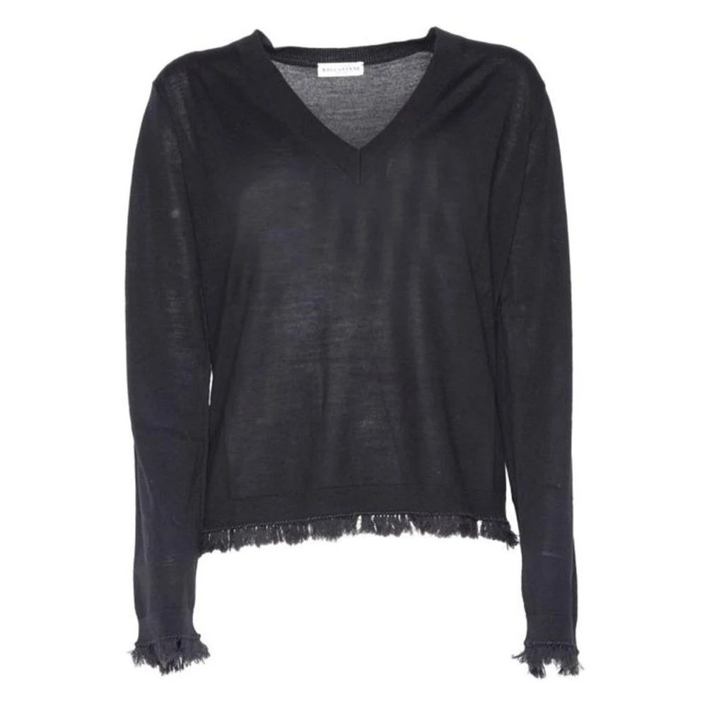 Ballantyne Zwarte V-hals Pullover Trui Black Dames