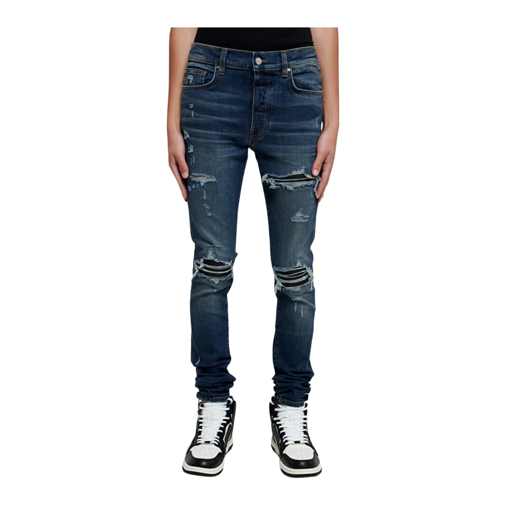 Amiri Slim Leather Lined Jeans Blue Heren