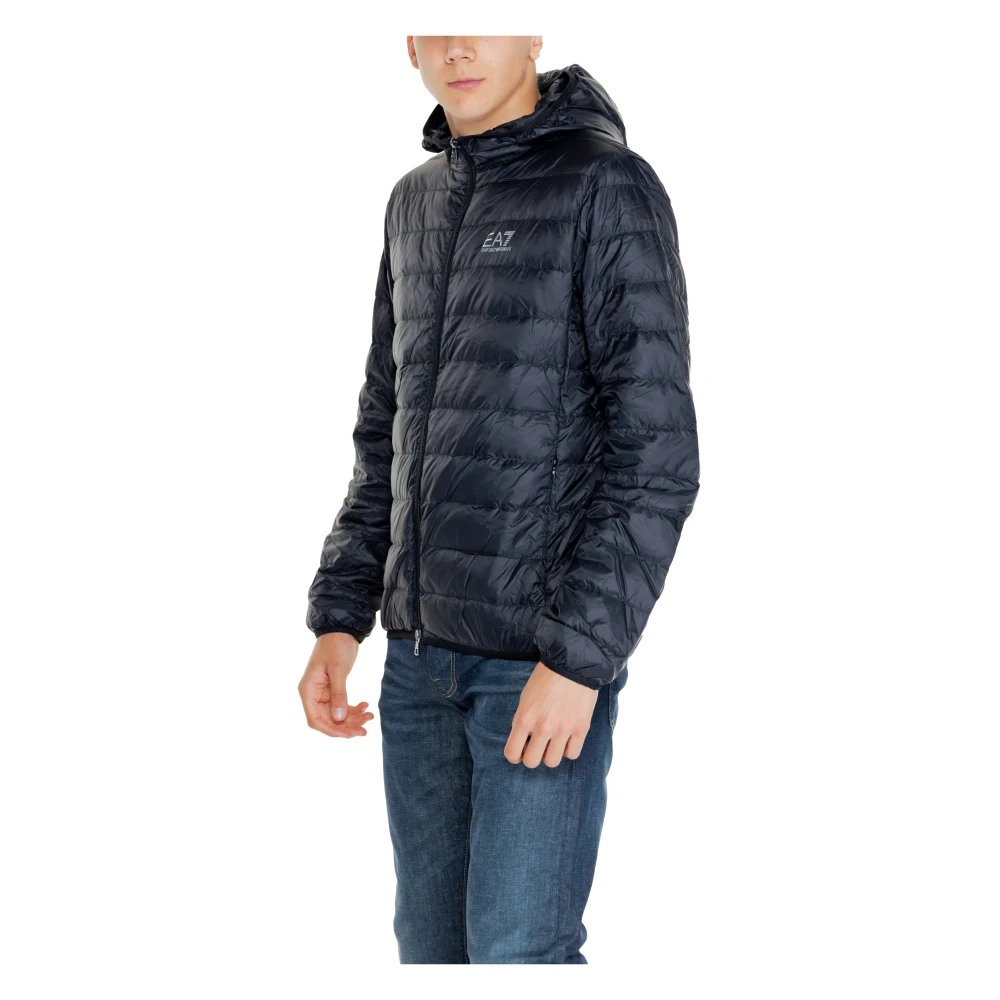 Emporio Armani EA7 Zwarte Hooded Ritsjas voor Mannen Black Heren