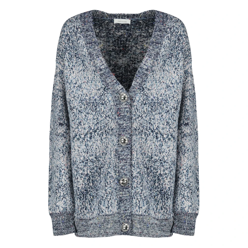 Rabanne Women's Blue V-Neck Button-Front Cardigan - Cardigans - S - Knitwear