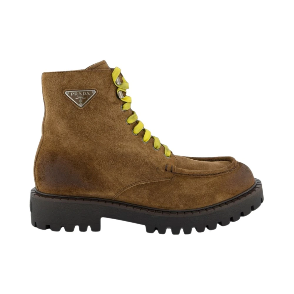 Prada Aged Suede Lace-Up Ankle Boots - Bild 3