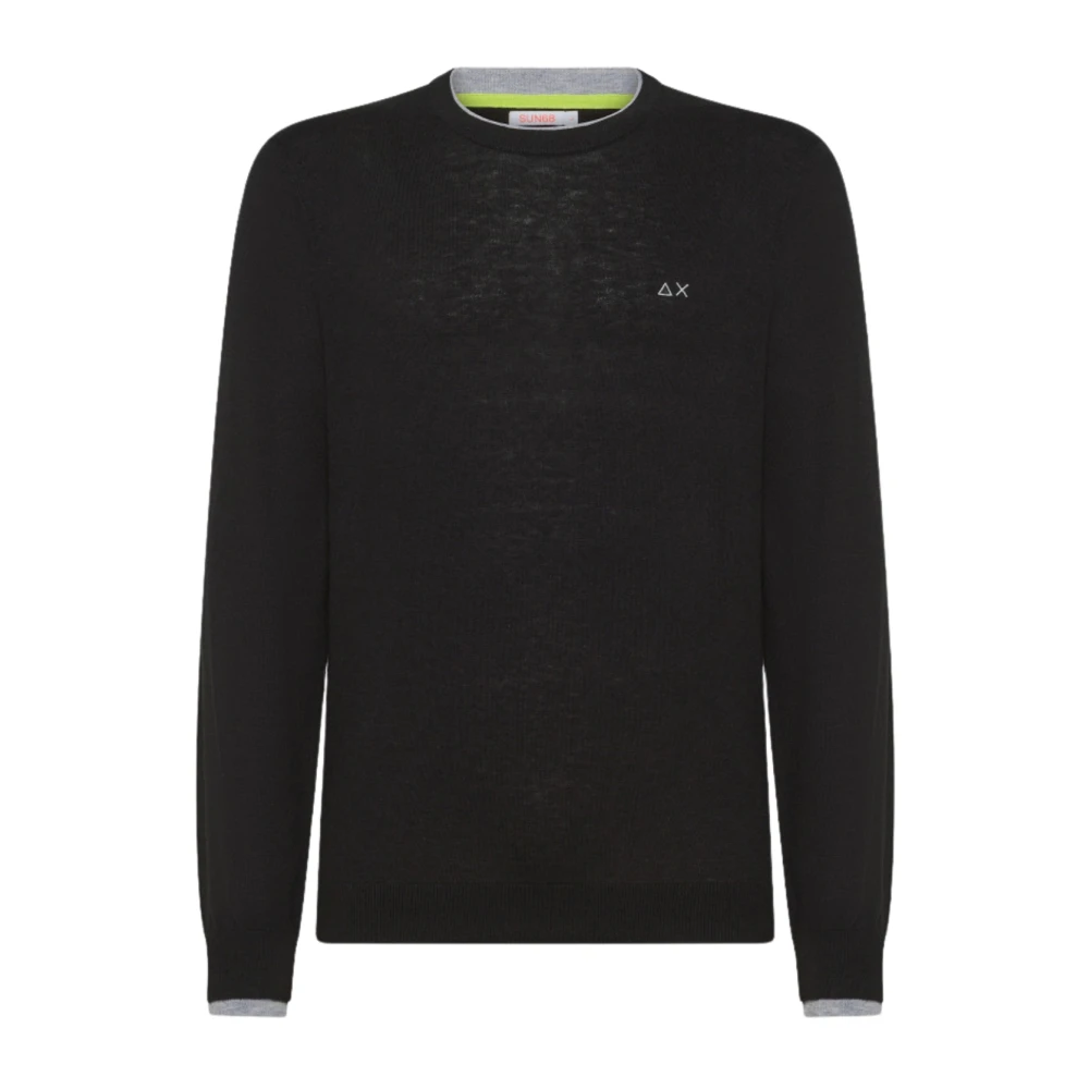 Sun68 Zwarte trui met moderne pasvorm Black Heren
