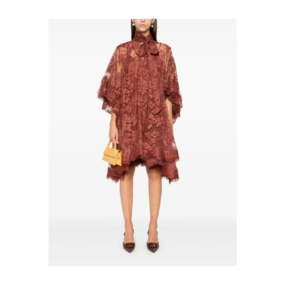 Zimmermann Bloemen Kant Mini Jurk Brown Dames
