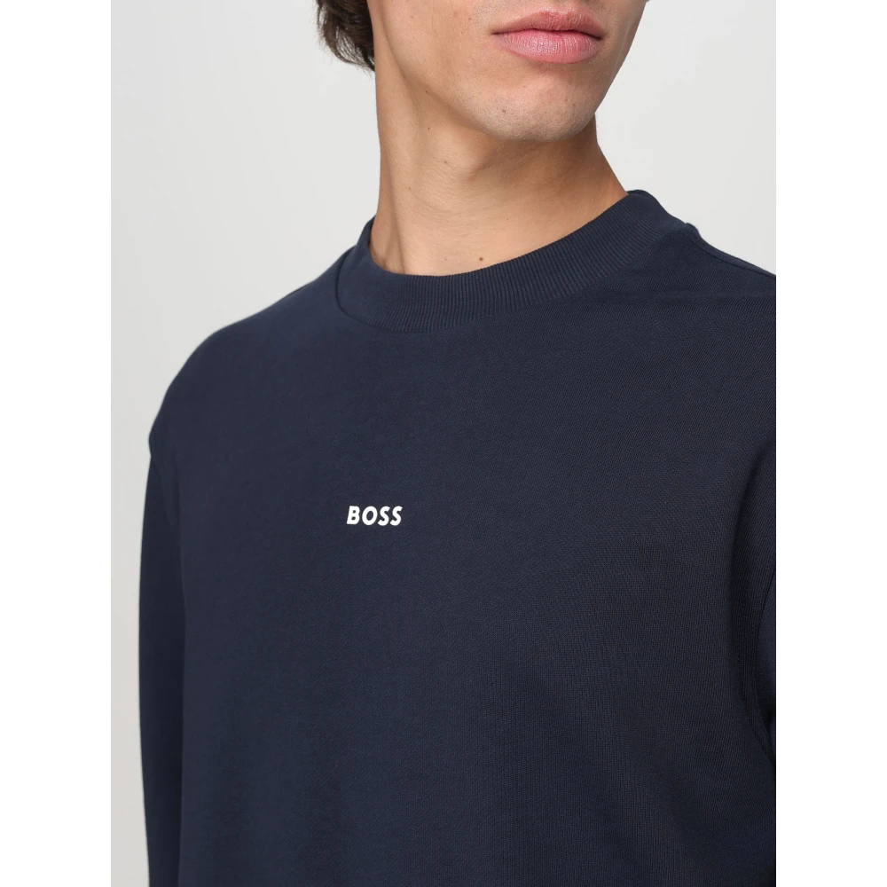 Hugo Boss Fleece Crew Neck Sweater Blue Heren