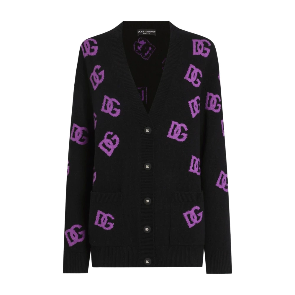 Logo Cardigan Sweaters Black/Purple - Dolce & Gabbana - Modalova