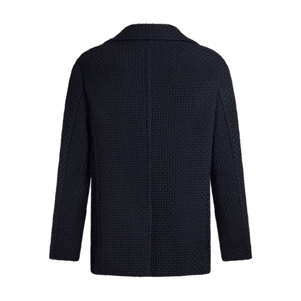 ETRO Middernachtblauwe Wol Double-Breasted Jas Blue Heren