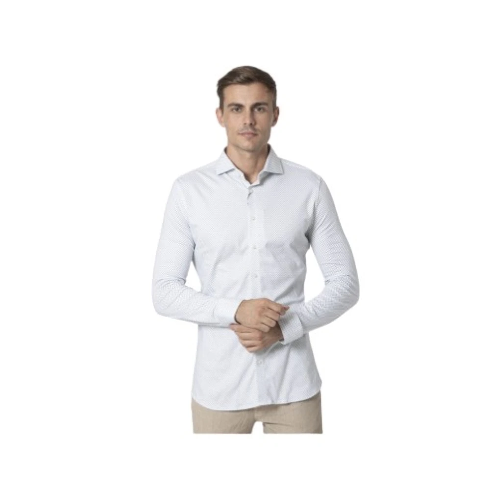 Desoto Witte vierkante motieven Luxury Line overhemd White Heren