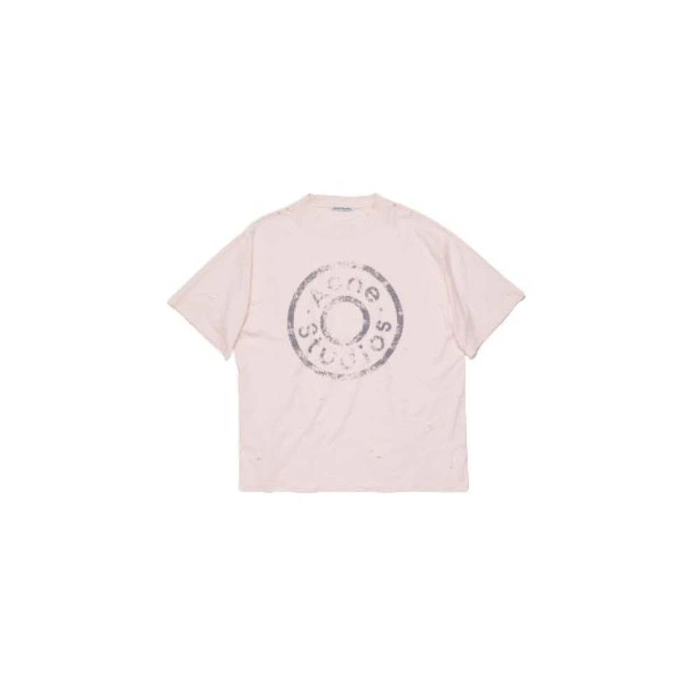Acne Studios Logo T-shirt Relaxte pasvorm Pink Heren