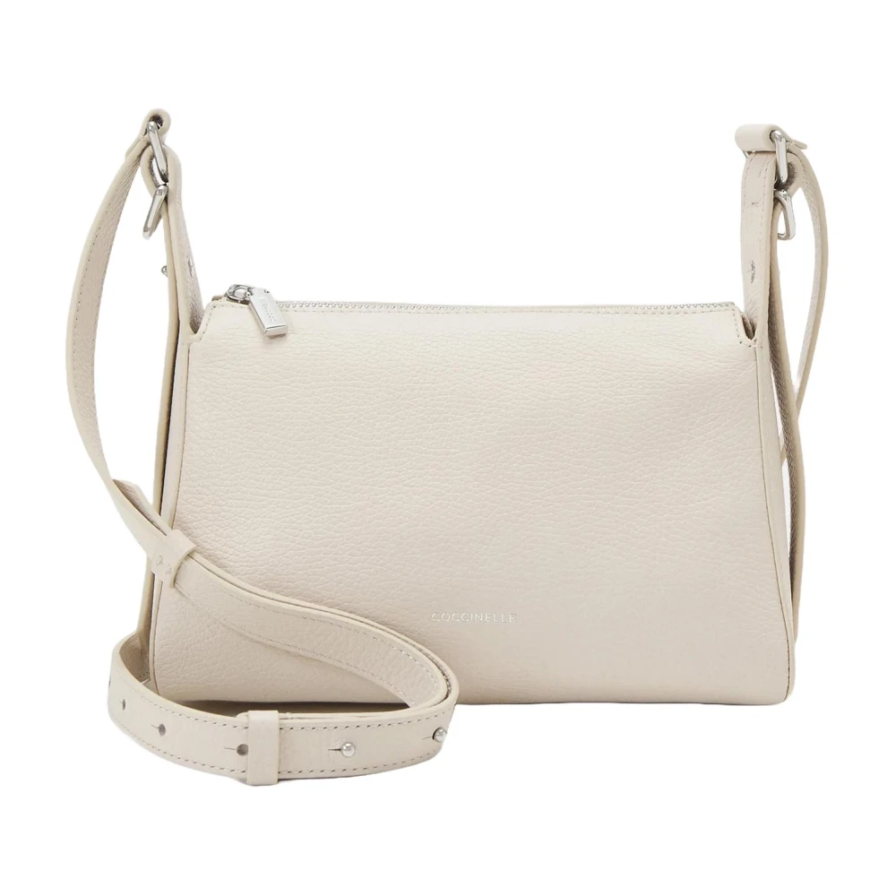Coccinelle Leren schoudertas met ritssluiting White Dames
