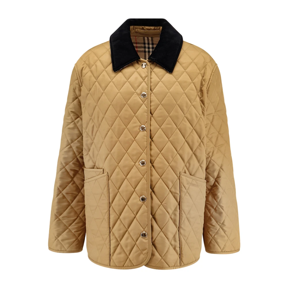 Burberry Women's Beige Jackets With Snap Buttons And Velvet Collar