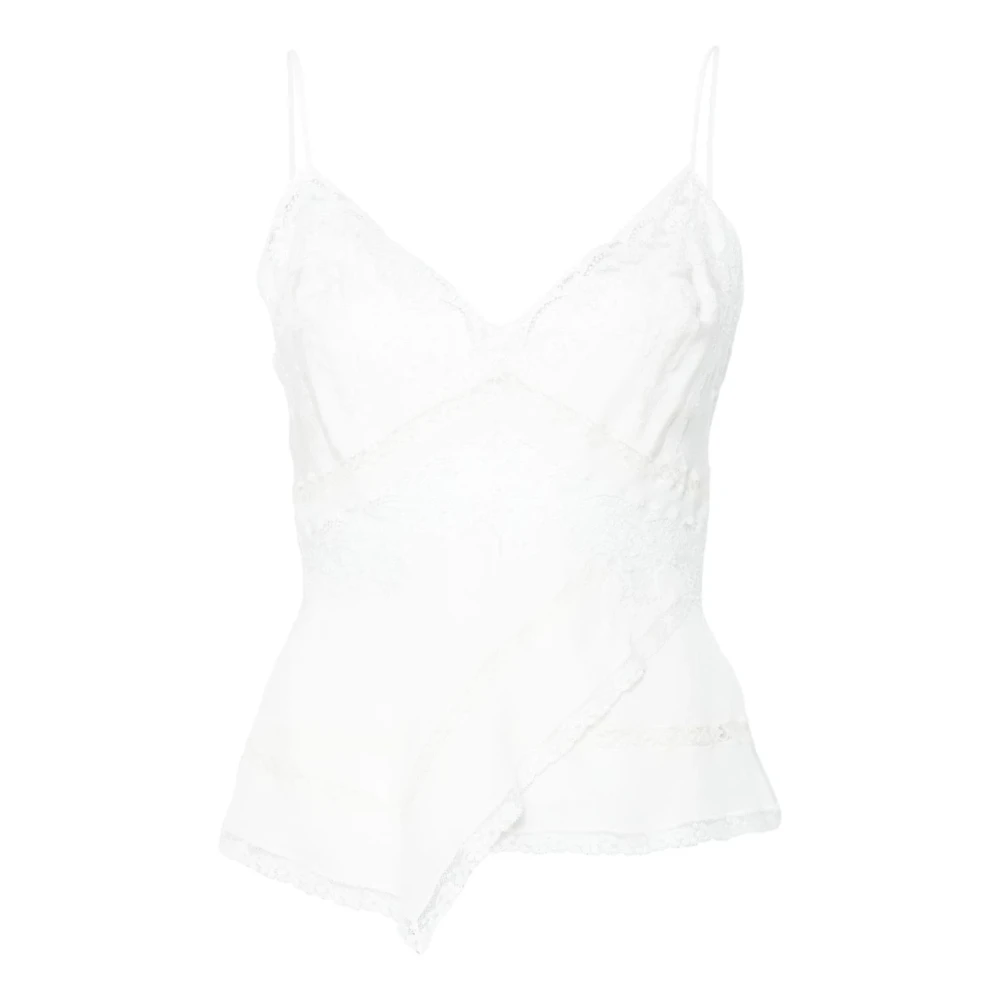 Ermanno Scervino Zijden Kant Asymmetrische Top Beige Dames