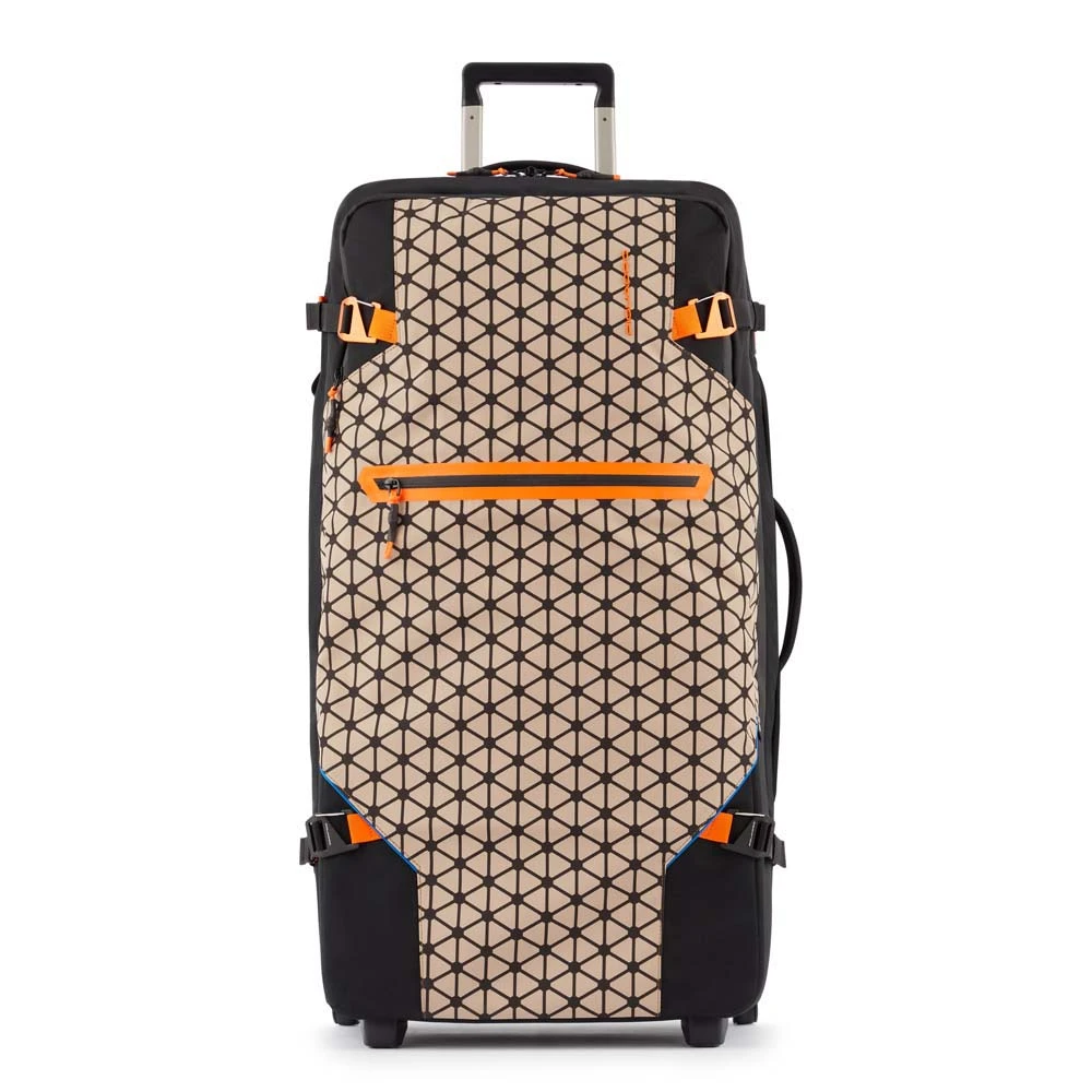 Piquadro Unisex Beige Resväskor One Size, Läder, Stor Tygvagnsväska