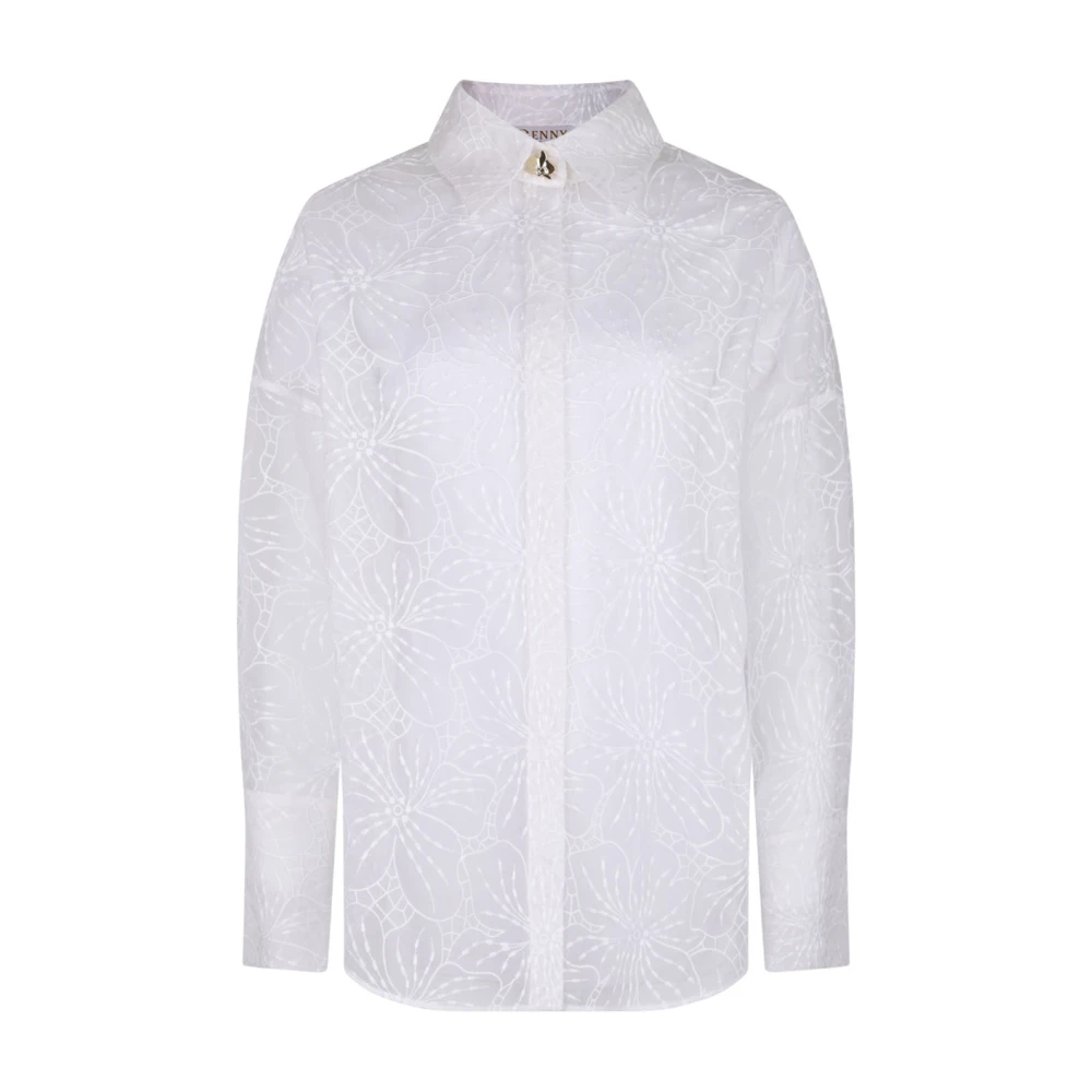 Genny Witte Orchideeën Borduurwerk Shirt White Dames