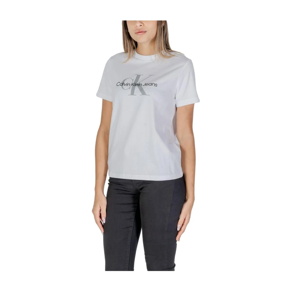 Calvin Klein Jeans Wit Katoen Monogram Crew Neck T-Shirt White Dames