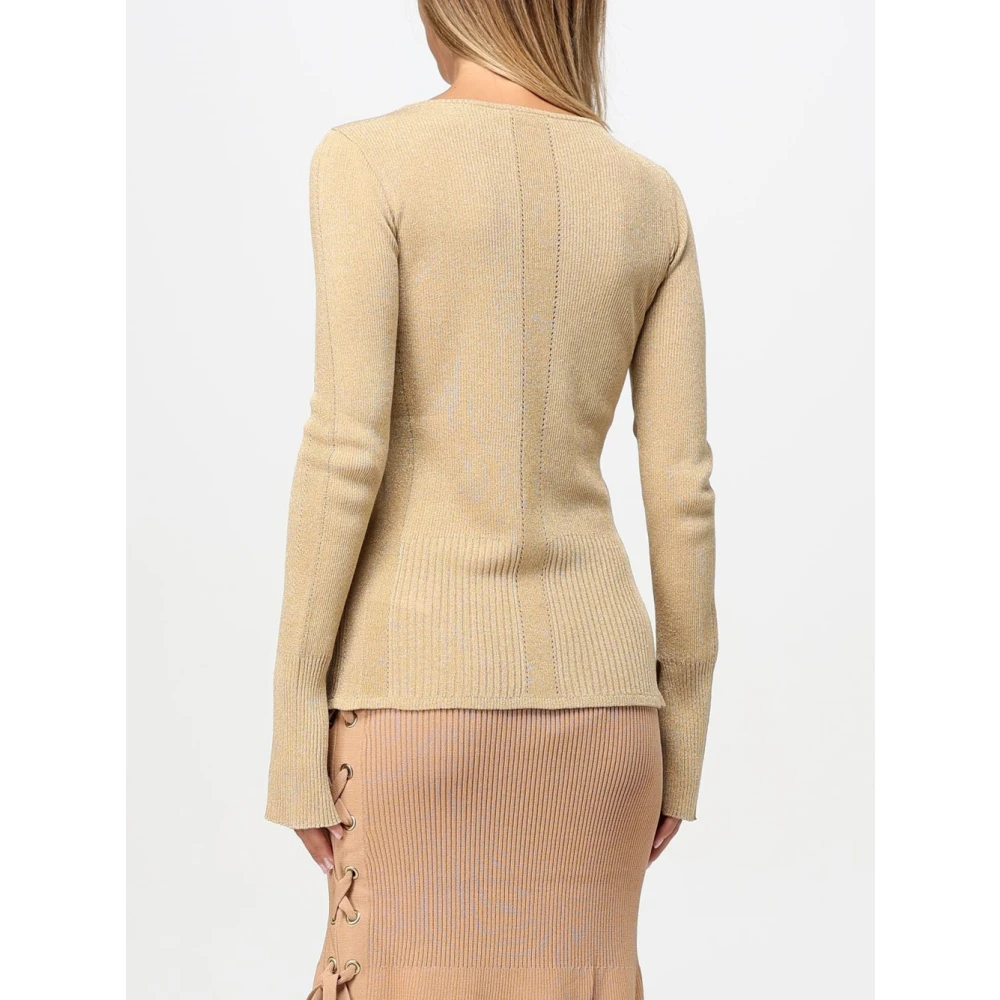 PATRIZIA PEPE Lurex Ribgebreide Vest Beige Dames
