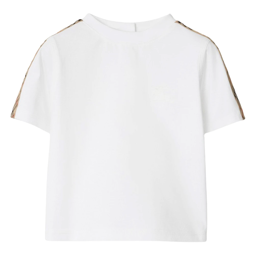 Burberry Girls White Kids Short Sleeve T-Shirts, 12 M, Cedar Check Tape T-Shirt
