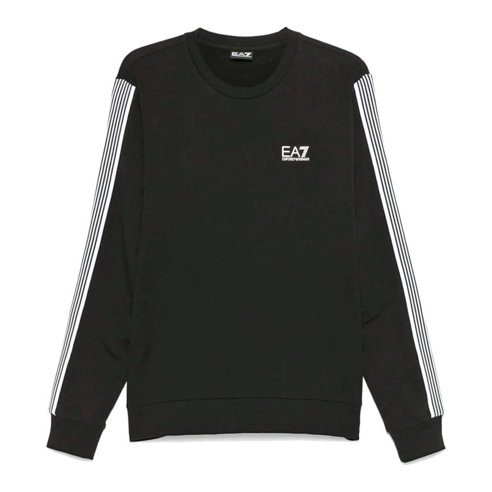 Emporio Armani EA7 Zwarte Katoenen Sweater met Logo en Letters Black Heren