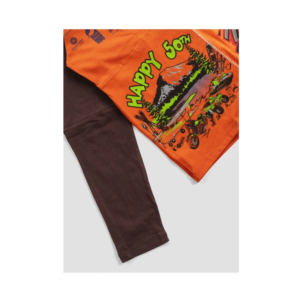 Marine Serre Upcycled grafisch T-shirt in oranje Orange Heren