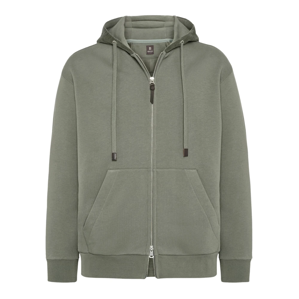 Boggi Milano Full Zip Katoenen Hoodie Green Heren