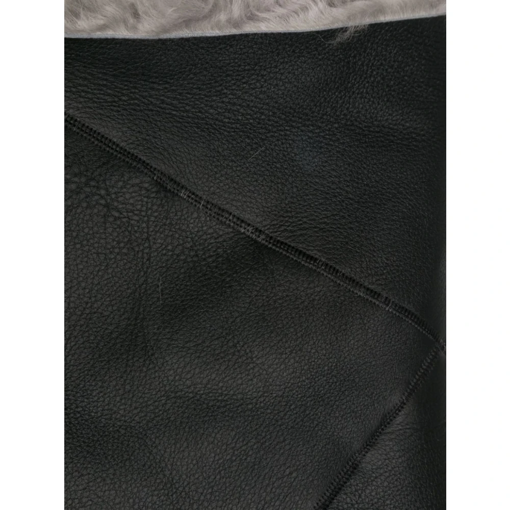 Rick Owens Zwart Shearling Omkeerbaar Jasje Black Dames