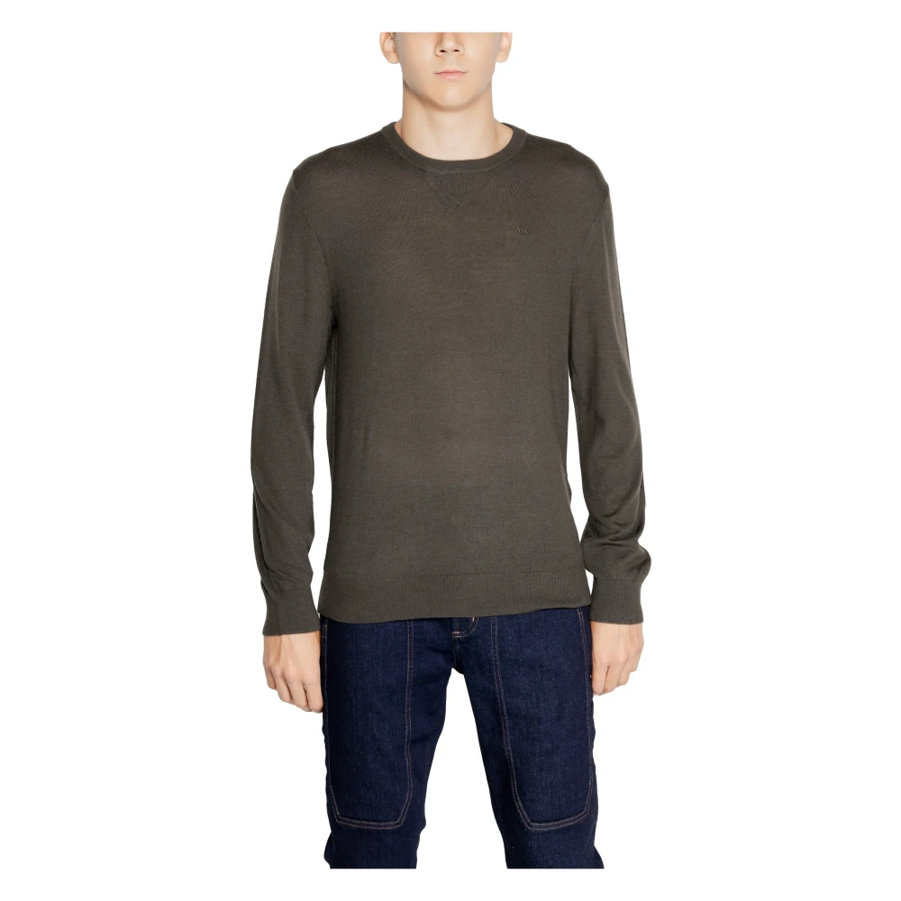Armani Exchange Bruine Wollen Trui Lange Mouwen Ronde Hals Brown Heren