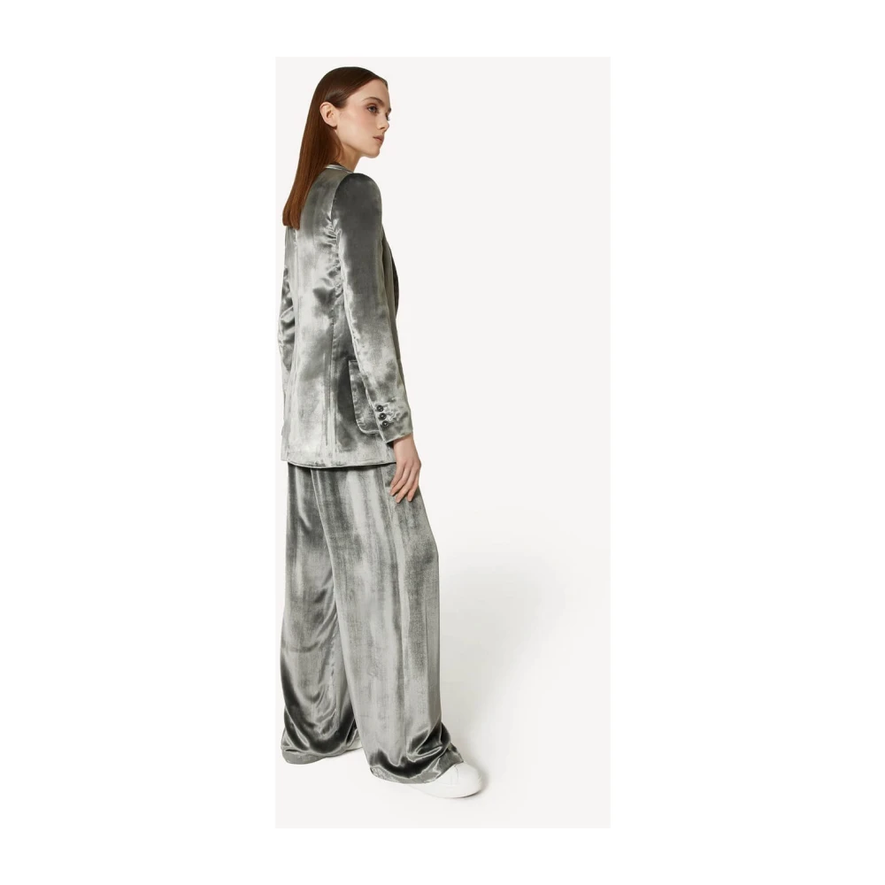 RED Valentino Loszittende Liquid Velvet Broek Gray Dames