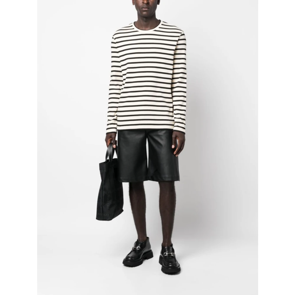 Jil Sander Gestreept shirt met lange mouwen en ronde hals Beige Heren