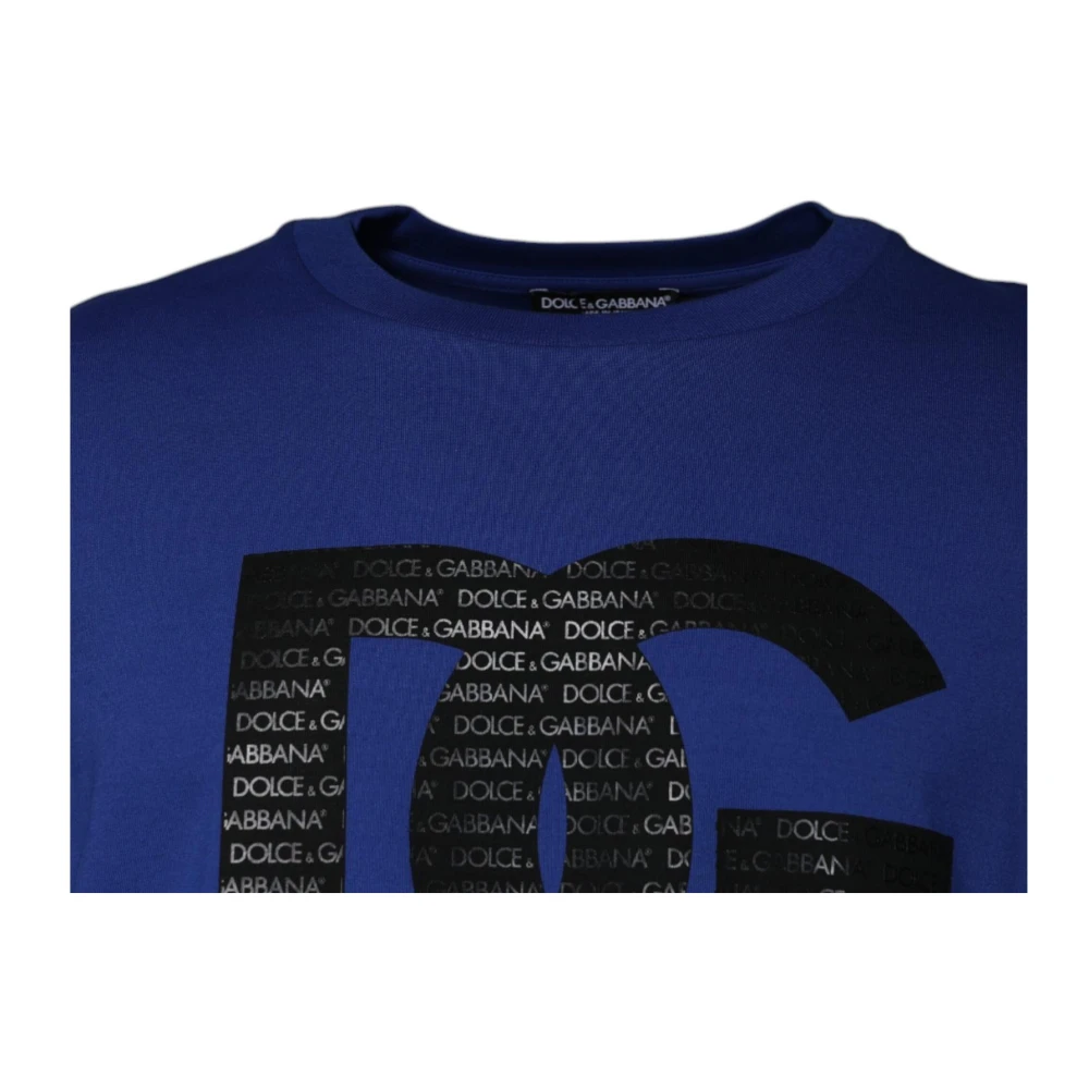 Dolce & Gabbana Blauw Katoenen Crew Neck T-shirt Blue Heren