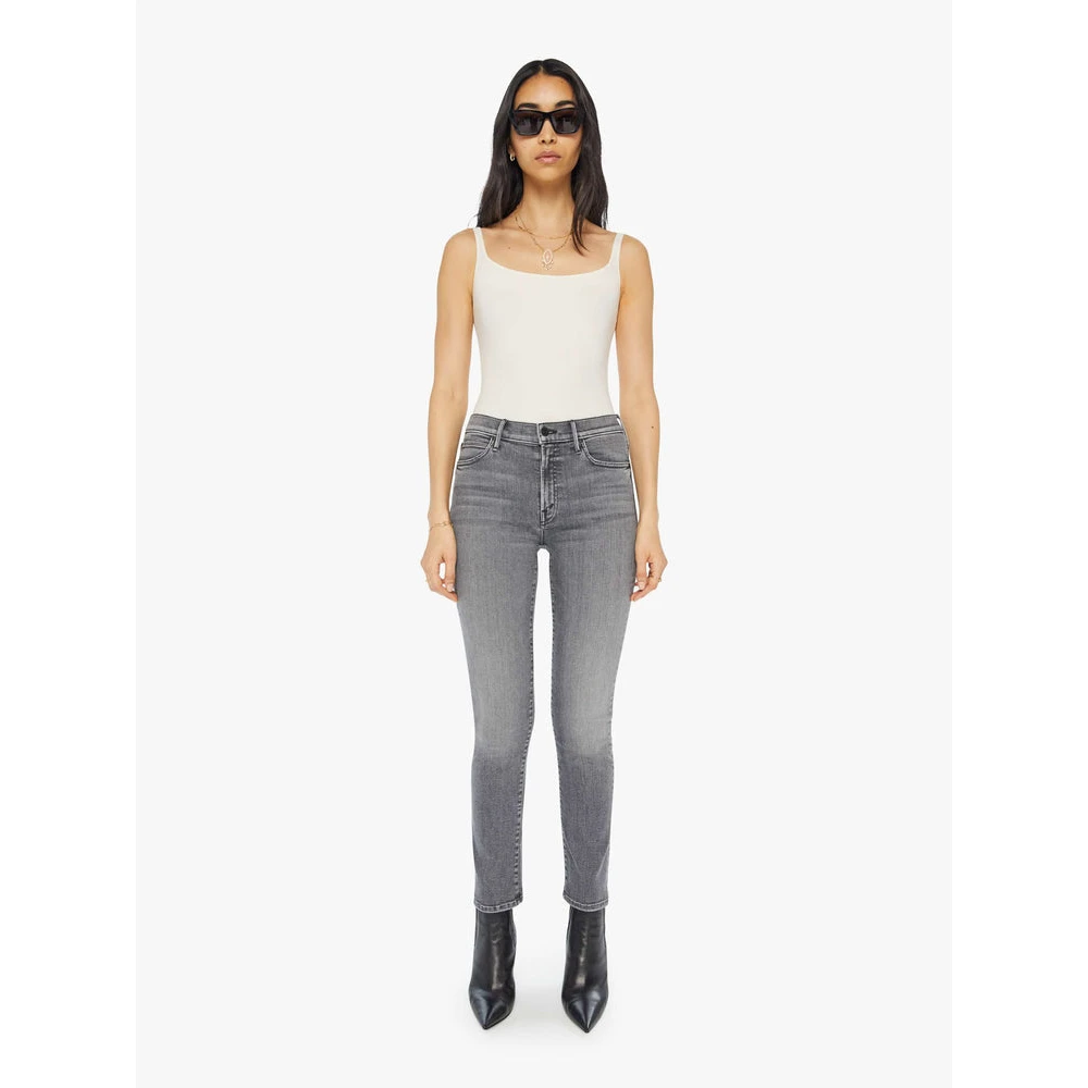 Mother Rascal Flood Straight Leg Jeans Gray Dames