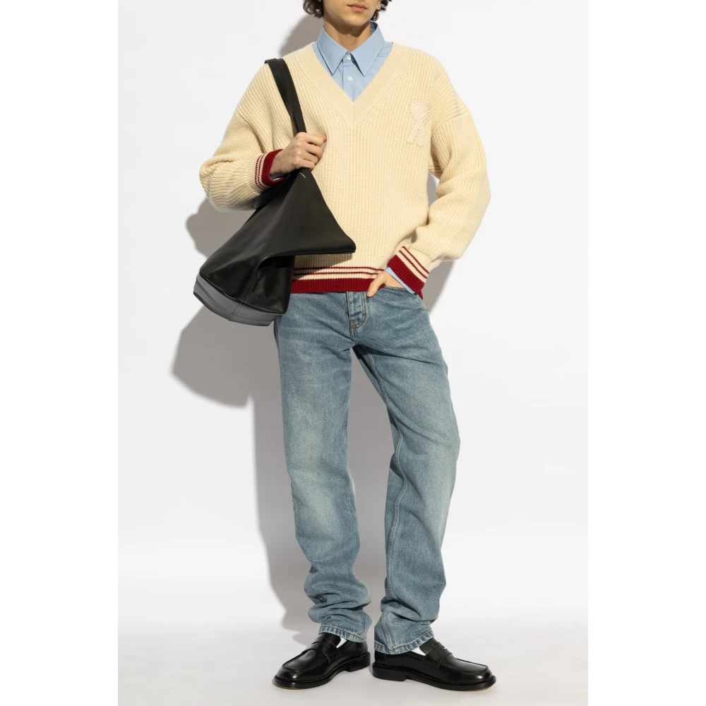 Ami Paris Trui met logo Beige Heren