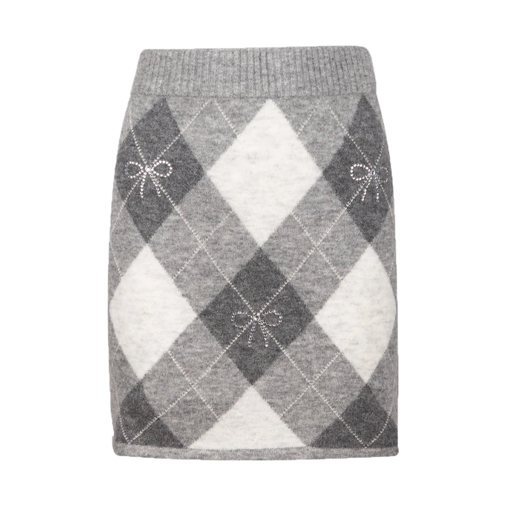 MC2 Saint Barth Grijze geruite rok met strikmotief Gray Dames