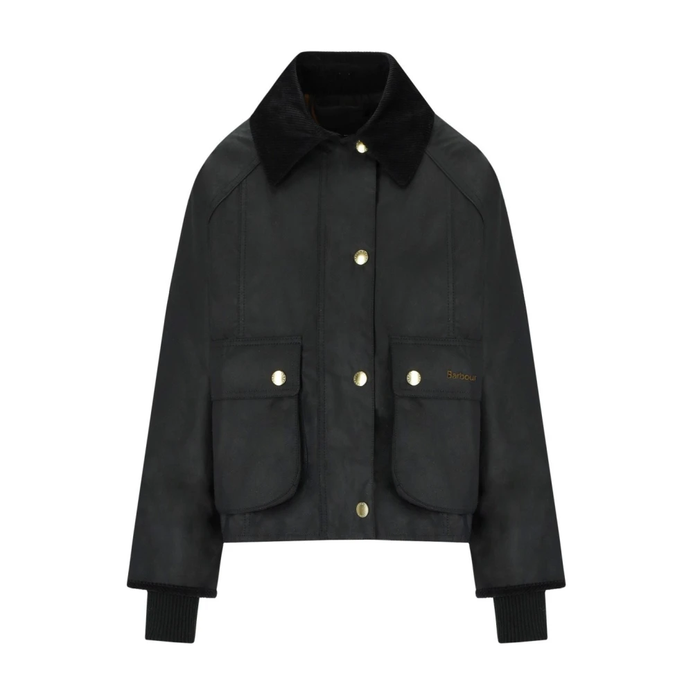 Barbour Zwarte Gewaxte Korte Jas Black Dames