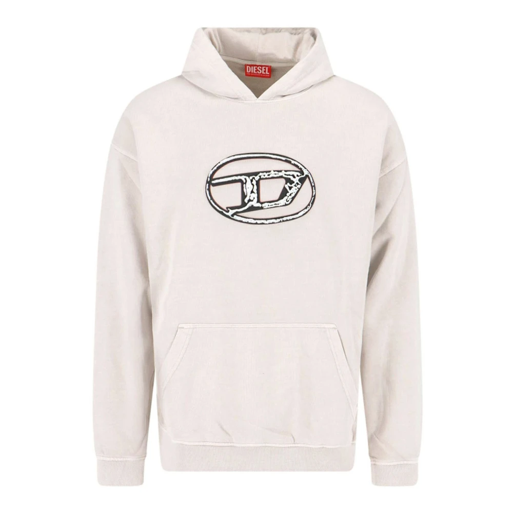 Diesel Lichte Beige Katoenen Trui met Logoprint Beige Heren