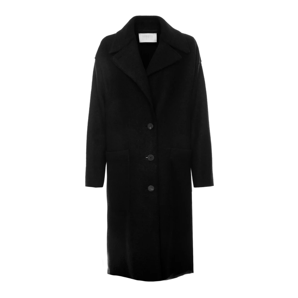 Harris Wharf London Gekookte Wollen Mantel Black Dames