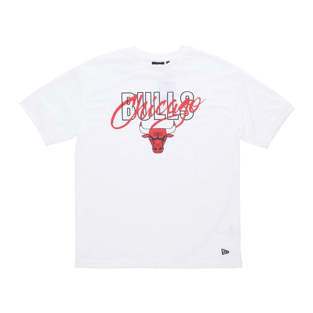 New Era Men's White T-Shirts, L, Chicago Bulls Script Tee /Red