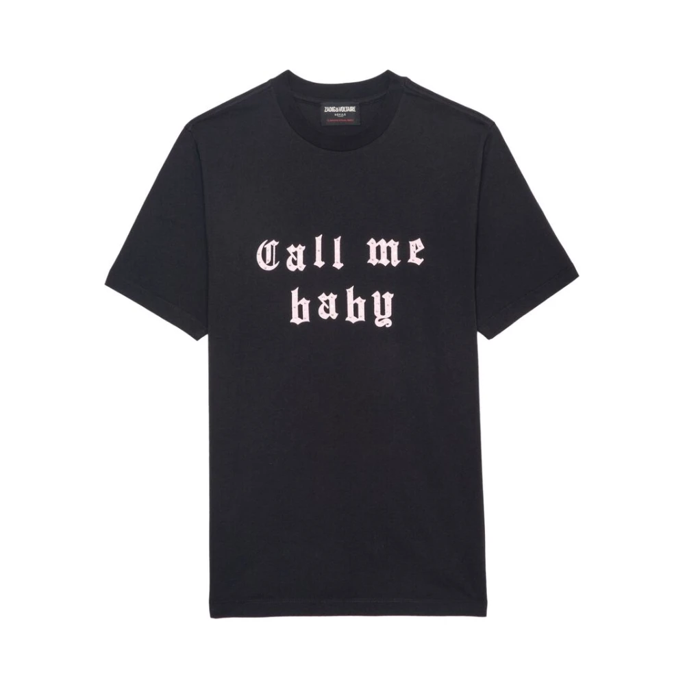 Zadig & Voltaire Zwart Crew Neck Korte Mouwen T-shirt Black Dames