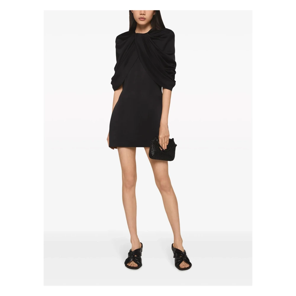 Stella Mccartney Gedrapeerde Satijnen Mini Jurk Black Dames