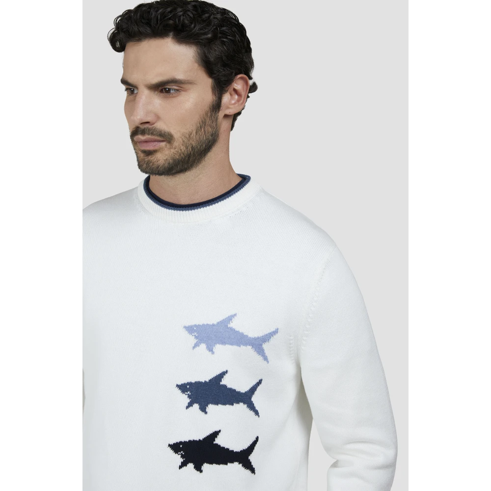 PAUL & SHARK Witte Gebreide Pullover Sweatshirt White Heren