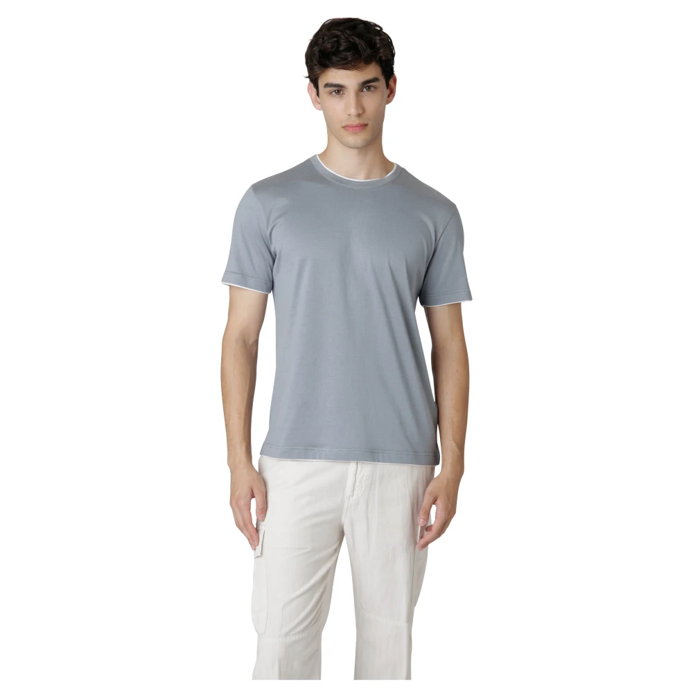 Eleventy Jersey Katoen Crew Neck T-Shirt Blue Heren