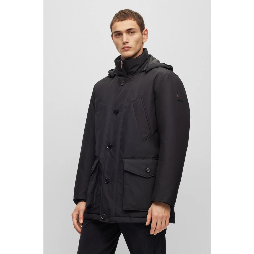 Hugo Boss Heren Oranje Parka met Relaxte Pasvorm Black Heren