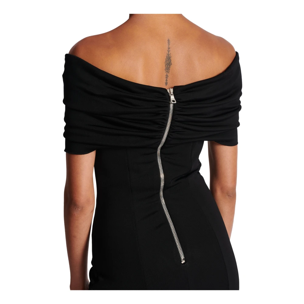 Balmain Off-Shoulder Jersey Jurk met Decoratieve Knoop Black Dames