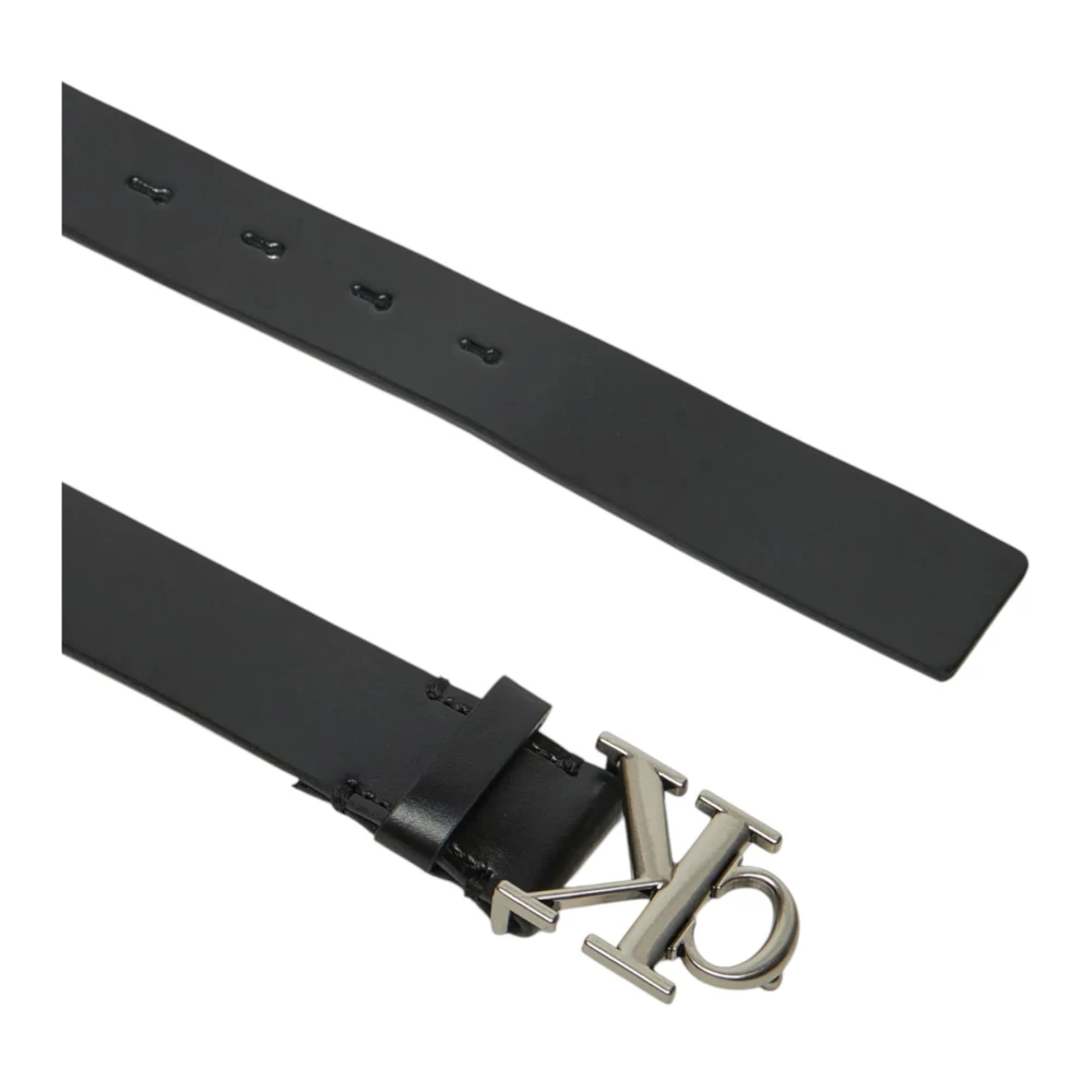 Calvin Klein Jeans Zwarte Leren Gesp Riem Black Dames