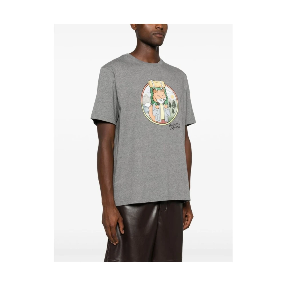Maison Kitsuné Vos Print Jersey T-shirt Gray Heren
