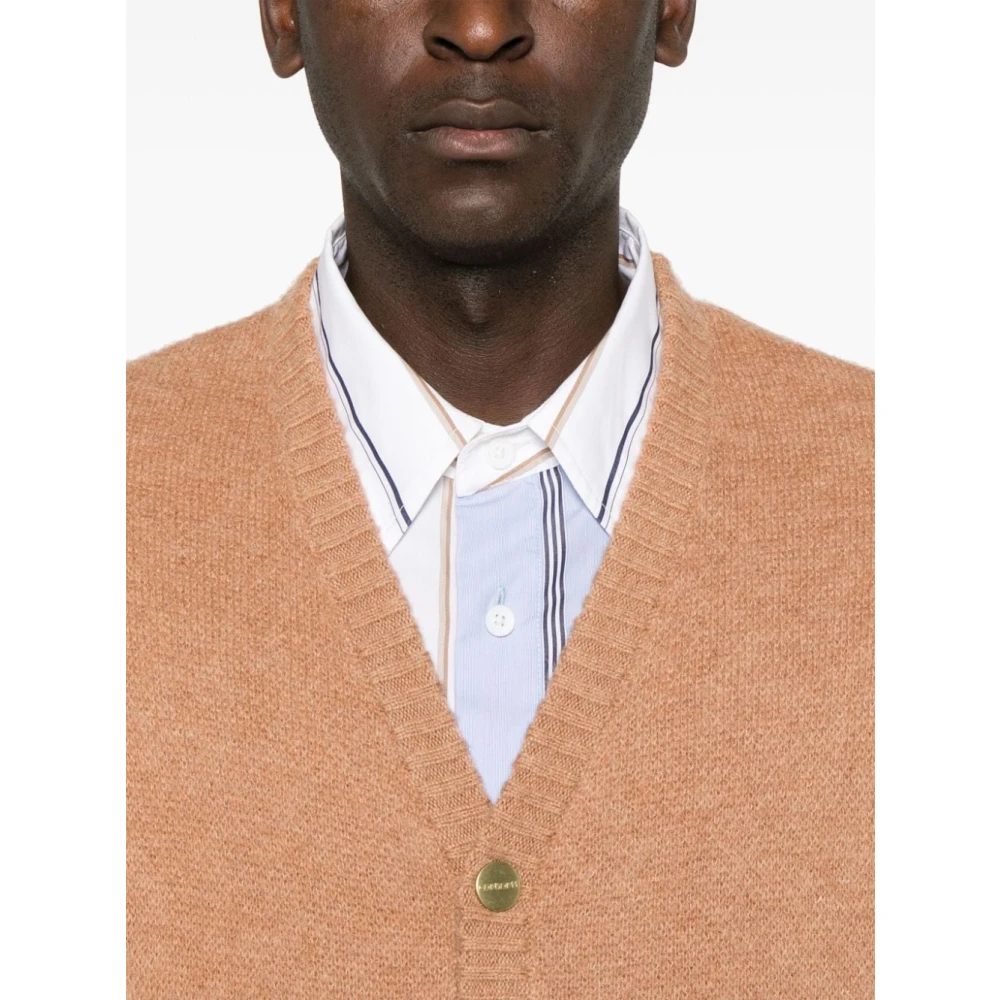 Carhartt WIP Geborstelde Gebreide Cardigan in Camo Jacquard Beige Heren