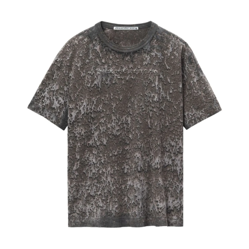 Alexander wang Geëmbosseerd Logo Unisex Tee Spetter Was Gray Dames