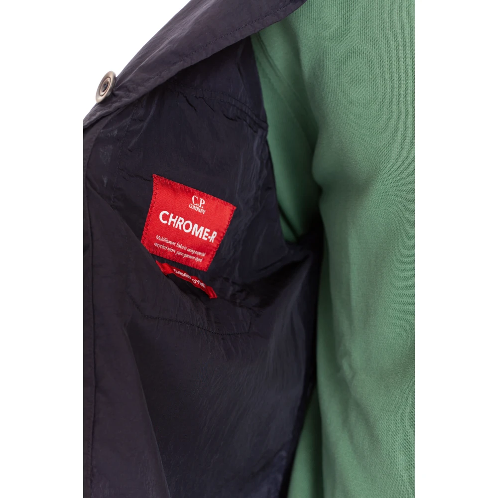 C.P. Company Blauwe Nylon Overshirt met Geborduurd Logo Blue Heren