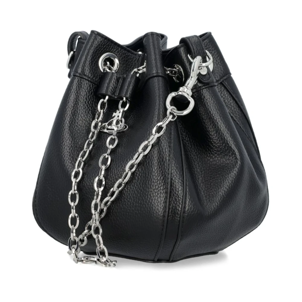 Vivienne Westwood Zwarte Korrelige Leren Trekkoordtas Black Dames