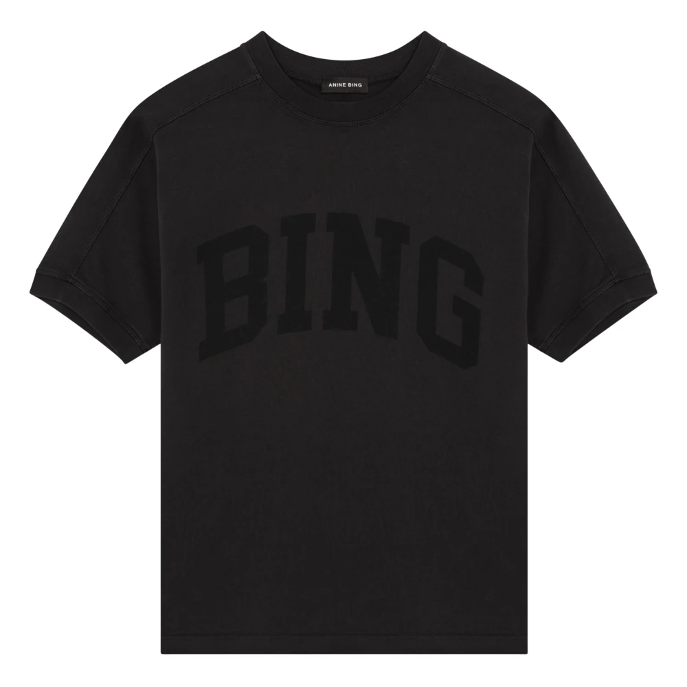 Anine Bing Kortärmad rund hals T-shirt Black, Dam