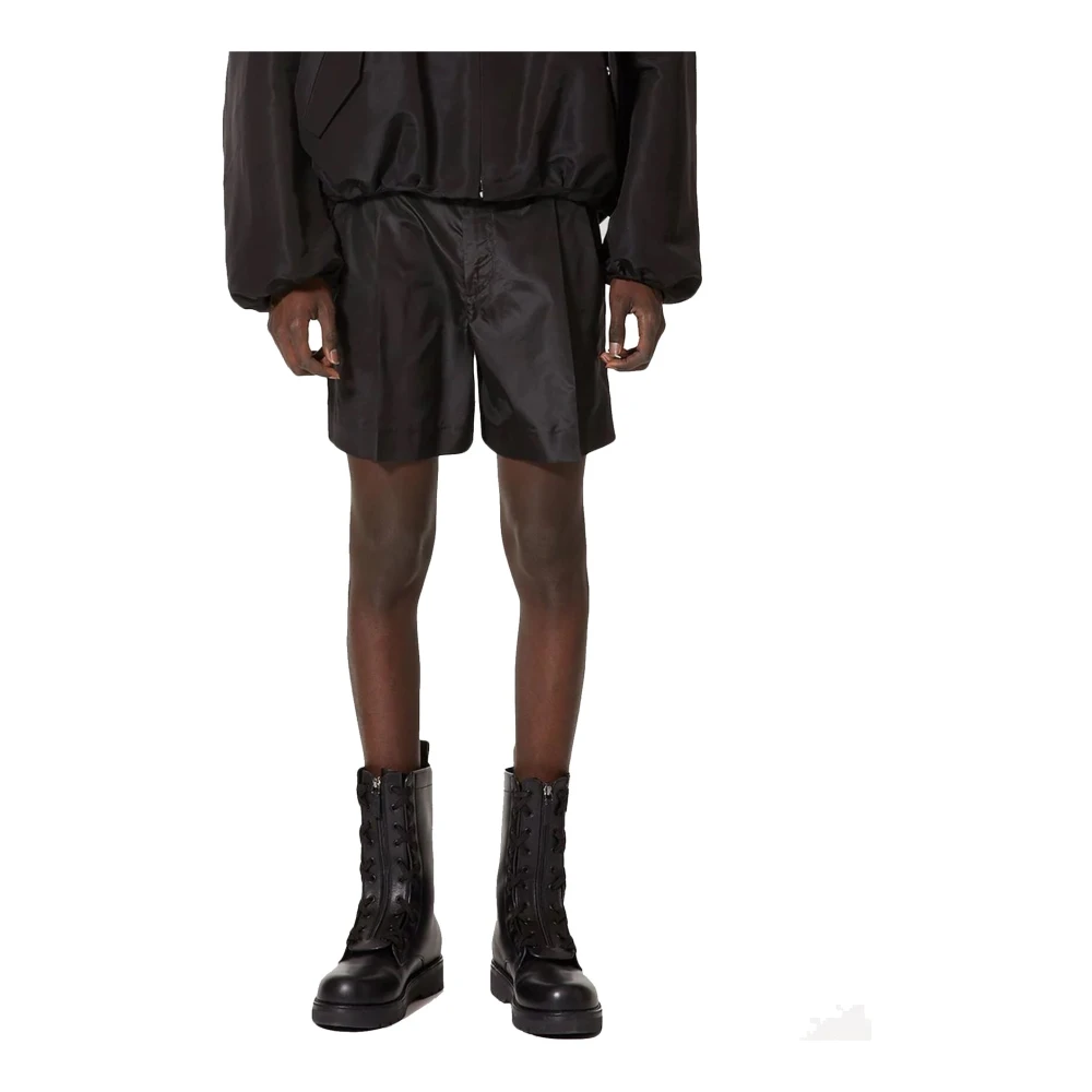 Valentino Zijden Tailored Shorts met Elastische Taille Black Heren
