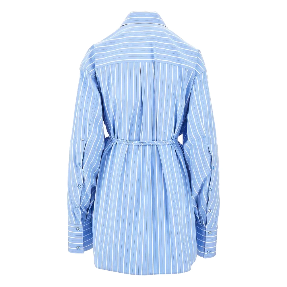 SPORTMAX Blauw Gestreept Oversized Jack met Riem Blue Dames